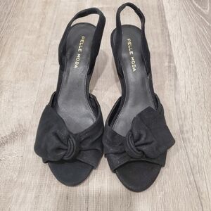 NEW Pelle Moda Black Leather Shimmer Sandals